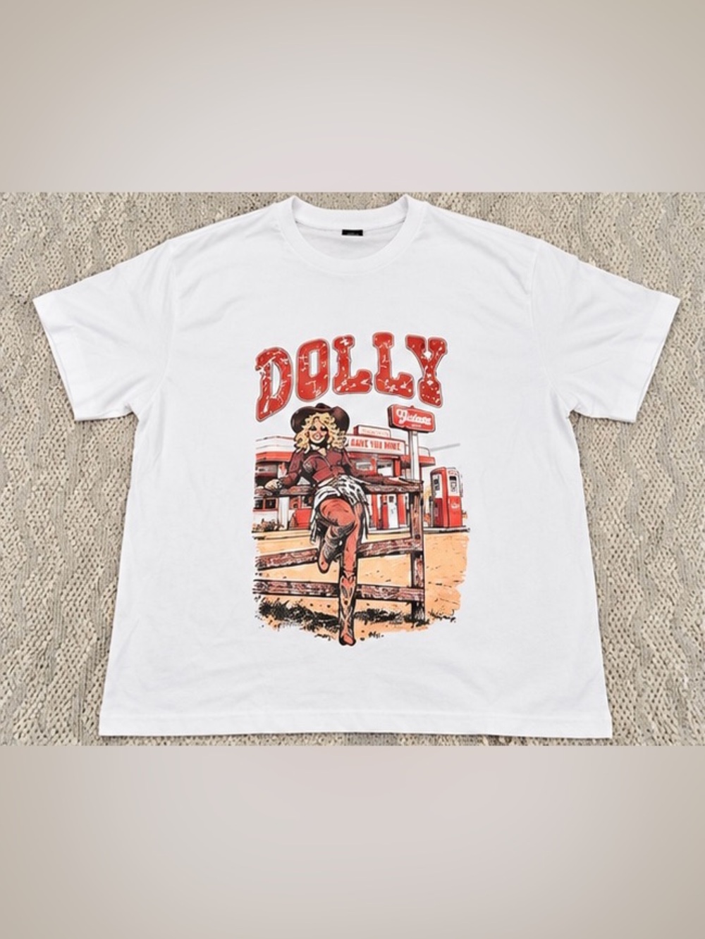 Dolly Western Cowgirl Graphic Tee XL White Country Concert Shirt